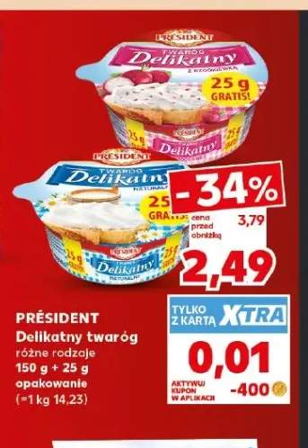 Twaróg Delikatny z rzodkiewką Président +1 wariant