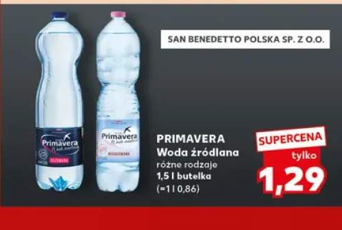 Woda źródlana gazowana Primavera +1 wariant