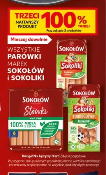 Parówki marek Sokołów i Sokoliki +3 warianty