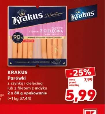 Parówki z filetem z indyka Krakus 2-pak +1 wariant