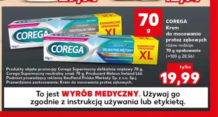 Krem do mocowania protez zębowych Corega Supermocny delikatnie miętowy +1 wariant