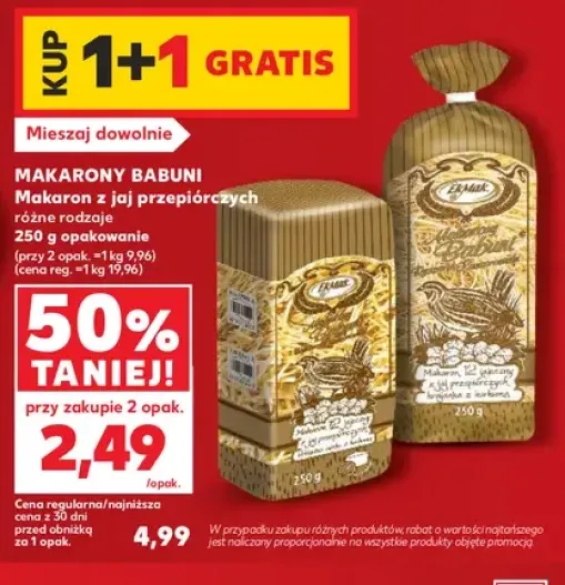 Makaron z jaj przepiórczych krajanka z kurkumą Makarony Babuni +1 wariant