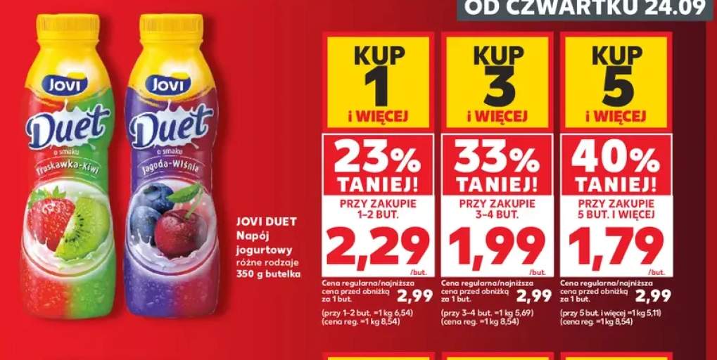 Napój jogurtowy Jovi Duet truskawka-kiwi +1 wariant