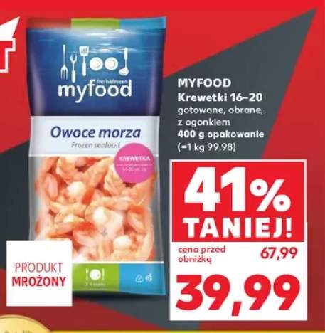 Krewetki 16-20 gotowane obrane z ogonkiem Myfood