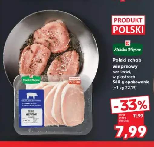 Polski schab wieprzowy bez kości w plastrach Stoisko Mięsne