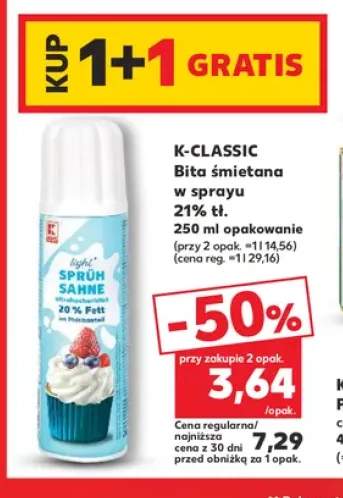 Bita śmietana w sprayu 21% tł. K-Classic