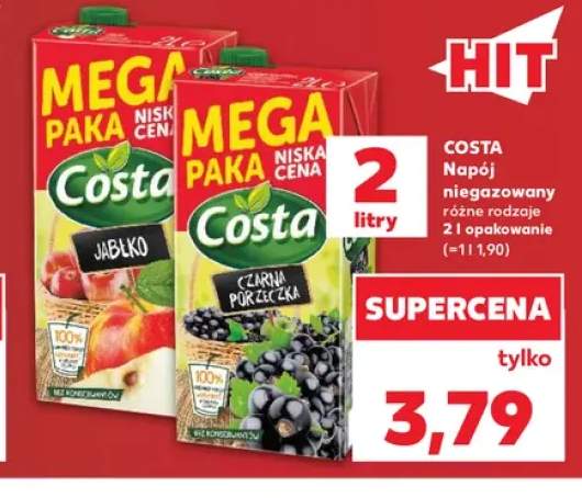 Napój niegazowany Costa jabłko +1 wariant
