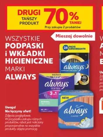 Podpaski i wkładki higieniczne marki Always +3 warianty