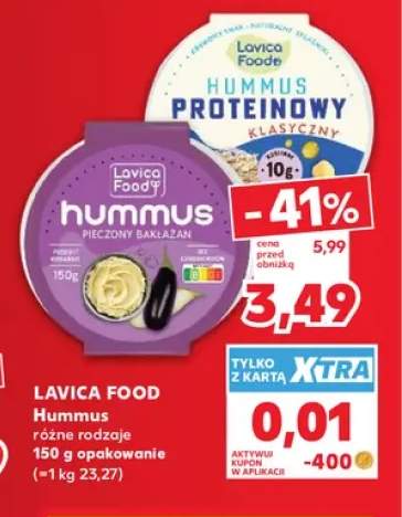 Hummus pieczony bakłażan Lavica Food +1 wariant