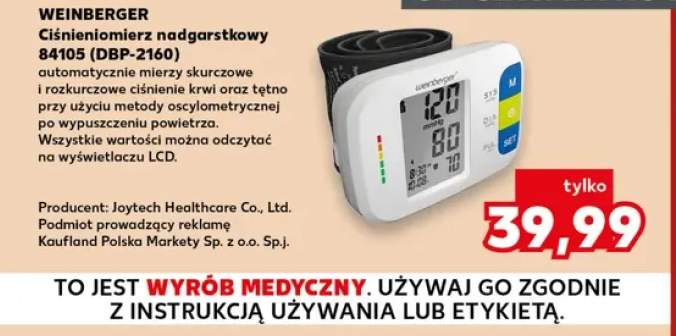 Ciśnieniomierz nadgarstkowy 84105 (DBP-2160) Weinberger