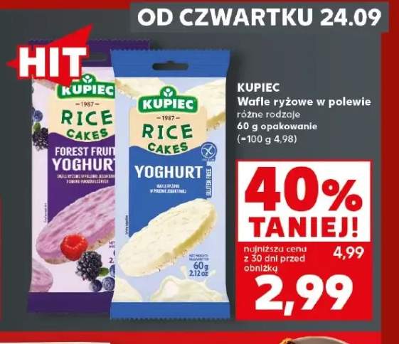 Wafle ryżowe w polewie jogurtowej o smaku owoców leśnych Kupiec +1 wariant