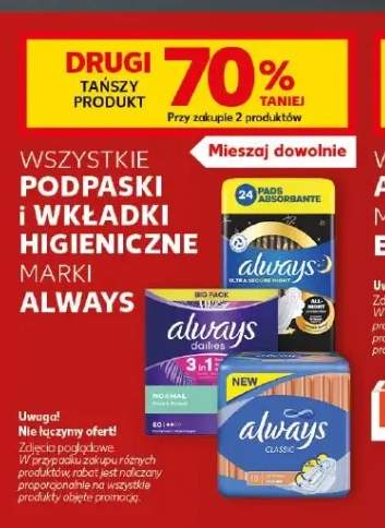 Podpaski higieniczne Ultra Secure Night Always +3 warianty