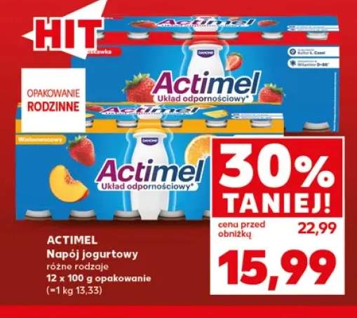 Napój jogurtowy truskawkowy 12-pak Actimel +1 wariant