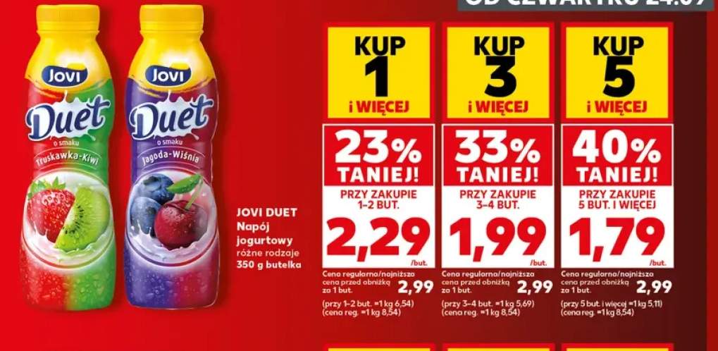 Napój jogurtowy Jovi Duet o smaku truskawka-kiwi +1 wariant