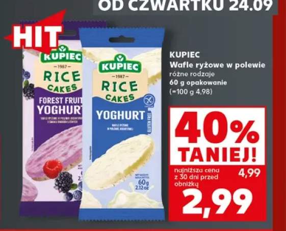 Wafle ryżowe w polewie jogurtowej o smaku owoców leśnych Kupiec +1 wariant