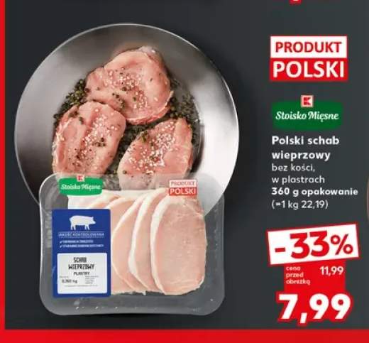 Polski schab wieprzowy bez kości w plastrach Stoisko Mięsne