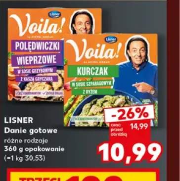 Danie gotowe Voila! polędwiczki wieprzowe w sosie grzybowym z kaszą gryczaną Lisner +1 wariant