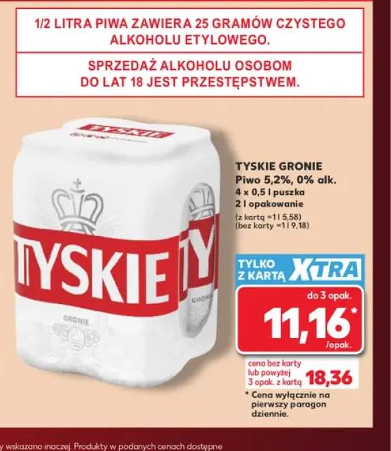 Piwo Tyskie Gronie 5,2% 4-pak 500 ml +1 wariant