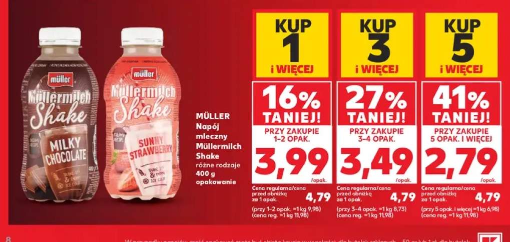 Napój mleczny Müllermilch Shake Milky Chocolate Müller +1 wariant