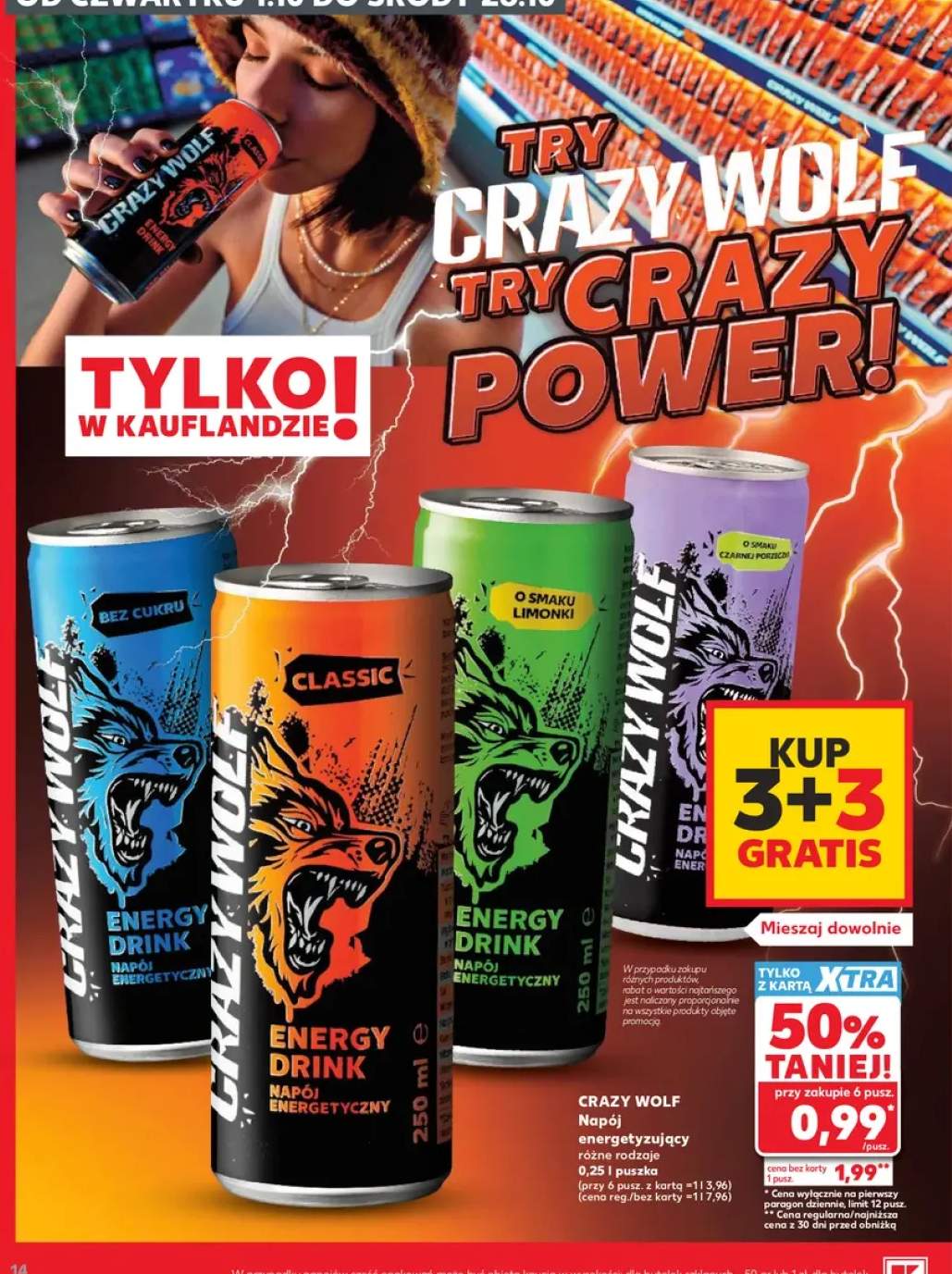 Napój energetyzujący classic Crazy Wolf +3 warianty