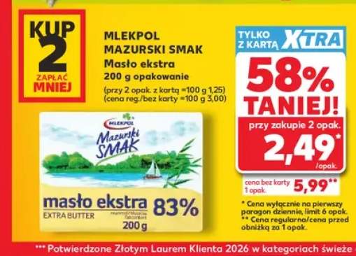 Masło ekstra Mazurski Smak Mlekpol