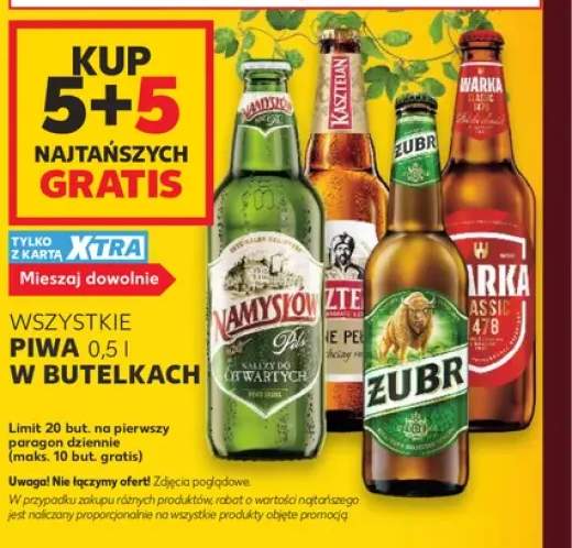 Piwa 0,5 l w butelkach +4 warianty