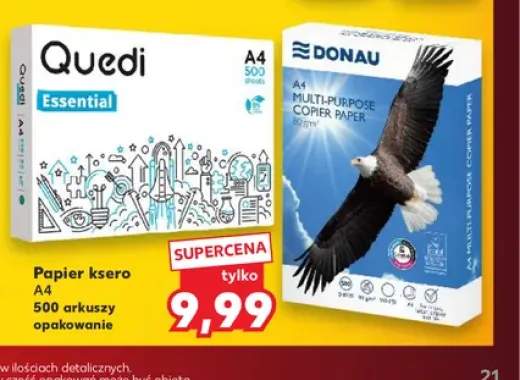 Papier ksero A4 500 arkuszy Quedi Essential +1 wariant
