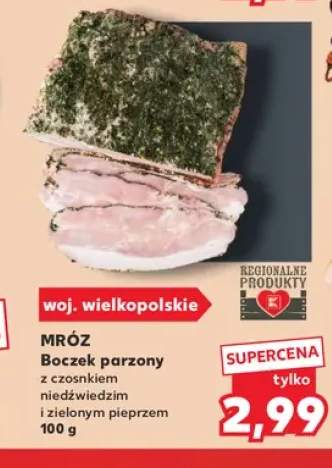 Boczek parzony z czosnkiem niedźwiedzim i zielonym pieprzem Mróz