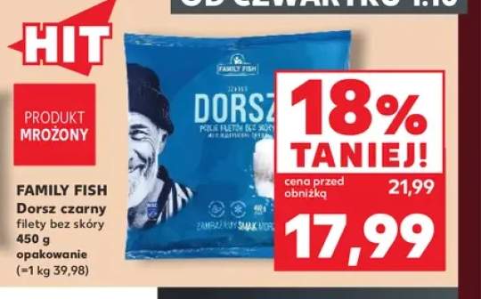 Dorsz czarny filety bez skóry Family Fish