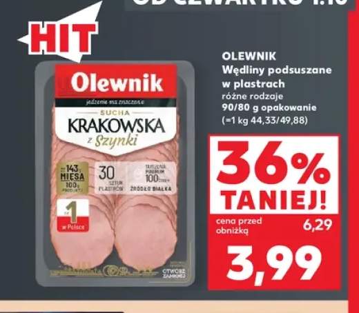 Wędliny podsuszane w plastrach Olewnik