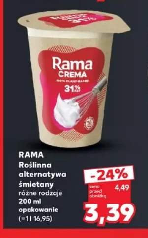 Roślinna alternatywa śmietany Rama