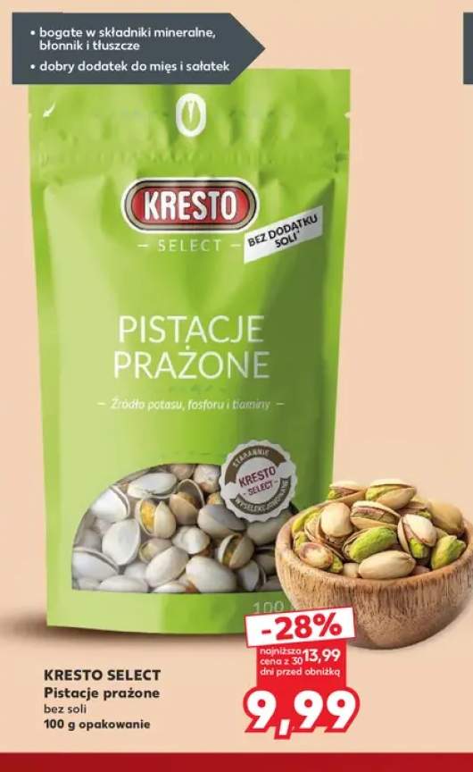 Pistacje prażone bez soli Kresto Select