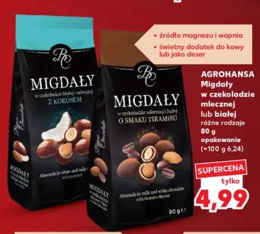 Migdały w czekoladzie białej i mlecznej z kokosem Agrohansa +1 wariant
