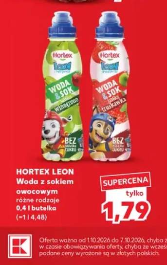 Woda z sokiem owocowym jabłko-winogrono Hortex Leon +1 wariant