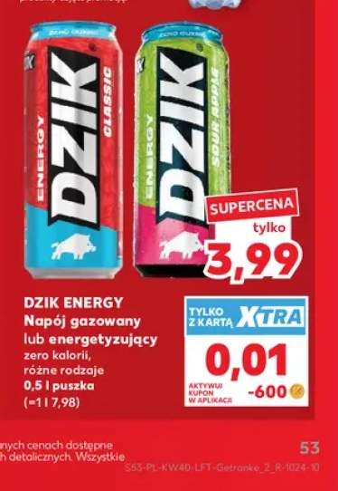 Napój energetyzujący zero kalorii Classic Dzik Energy +1 wariant