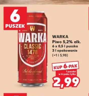 Piwo Warka 5,2% 6-pak
