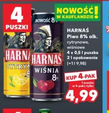 Piwo Harnaś 8% alk. cytrynowe 4-pak +1 wariant