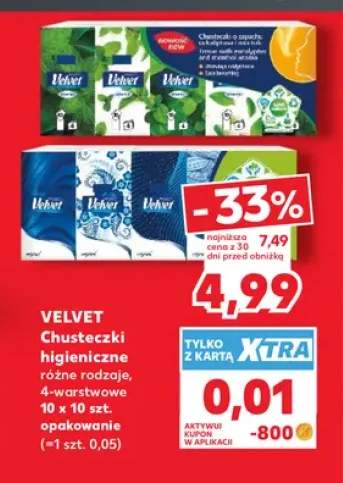 Chusteczki higieniczne 4-warstwowe Velvet 10-pak