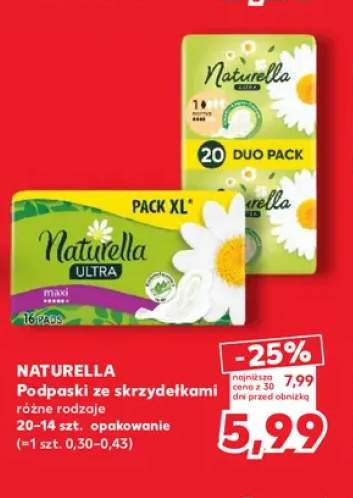 Podpaski ze skrzydełkami Naturella