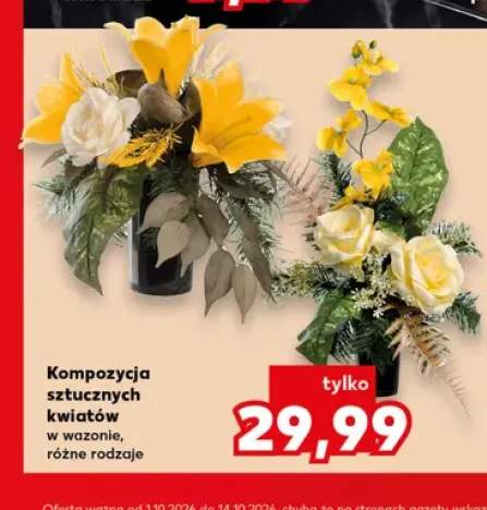 Kompozycja sztucznych kwiatów w wazonie