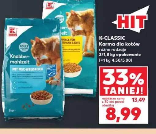 Karma dla kotów z białą rybą K-Classic +1 wariant