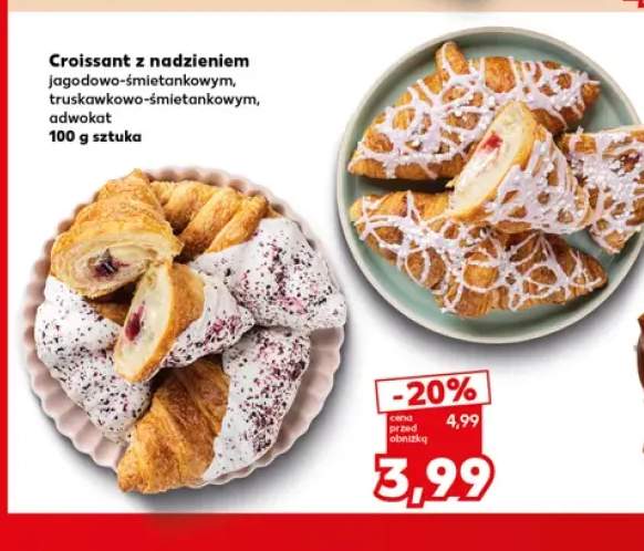 Croissant z nadzieniem truskawkowo-śmietankowym +2 warianty