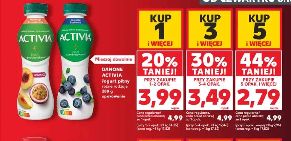 Jogurt pitny Activia marakuja brzoskwinia +1 wariant