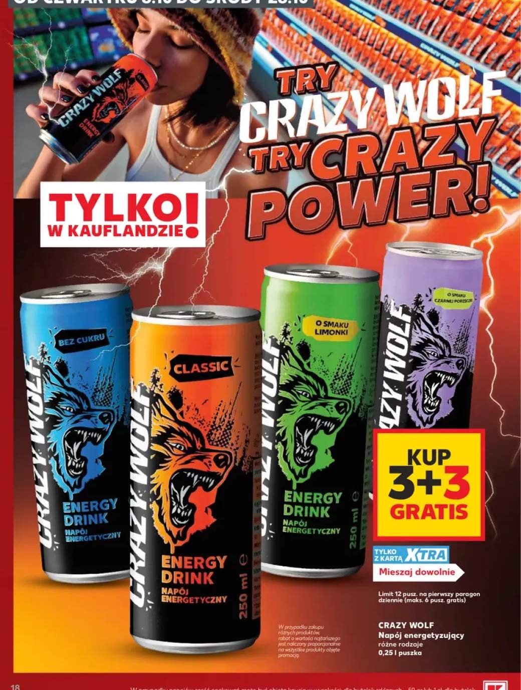 Napój energetyzujący Classic Crazy Wolf +3 warianty