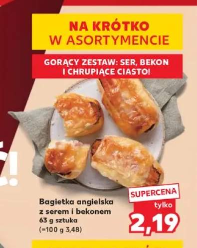 Bagietka angielska z serem i bekonem