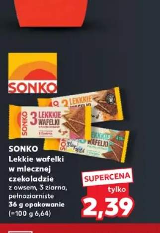 Lekkie wafelki w mlecznej czekoladzie z owsem Sonko +2 warianty