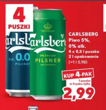 Piwo Carlsberg 5% 4-pak 500 ml +1 wariant