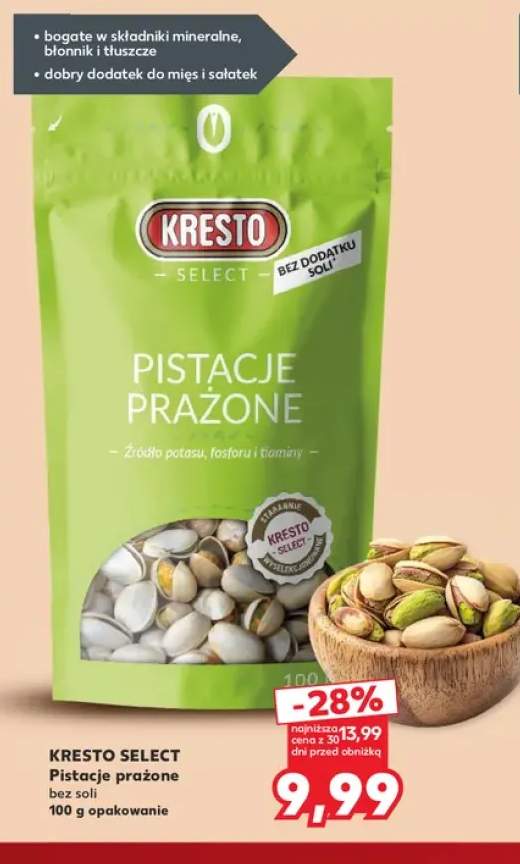 Pistacje prażone bez soli Kresto Select