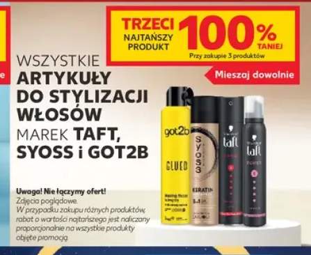 Artykuły do stylizacji włosów marek Taft, Syoss i Got2b +3 warianty