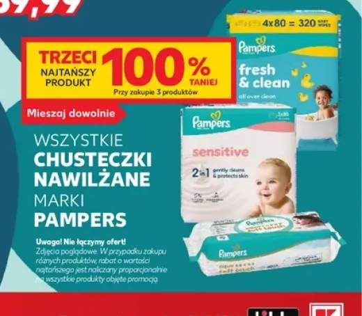 Chusteczki nawilżane marki Pampers +3 warianty